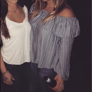 Blue & white off the shoulder top